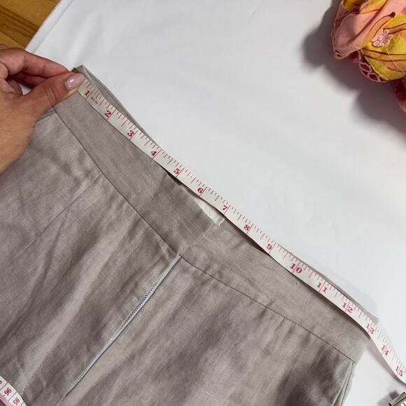 SABLYN Trousers Charlee Linen High Rise Pants Light Grey Slits Size Small S - Picture 7 of 9